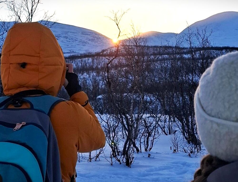 Morning snowshoe hike in Abisko